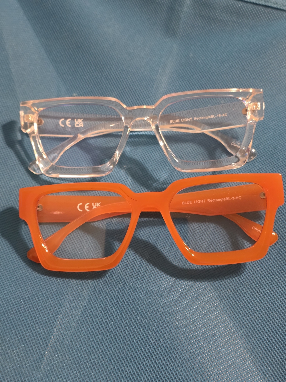2 Pack VISOONE Preppy Chunky Rectangle Blue Light Glasses Clear Orange